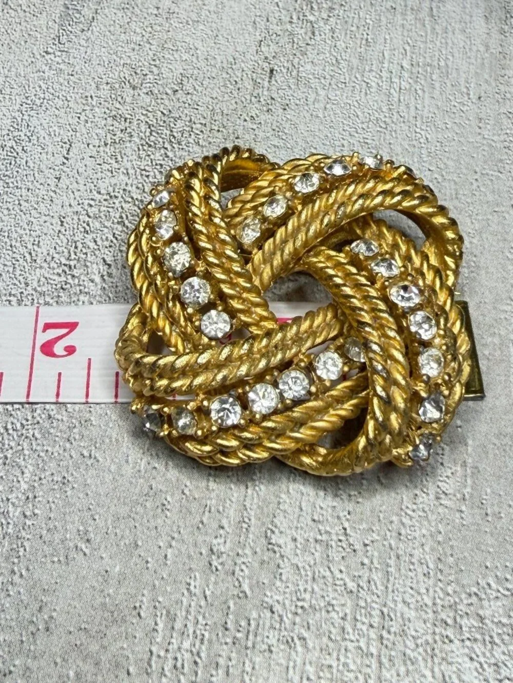 Marcel Boucher Vintage 6590 Love Knot Brooch Clear Rhinestones 1950s Pin